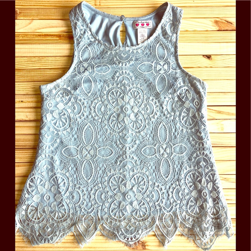 Three Pink Hearts Layered Top SZ S 🌺